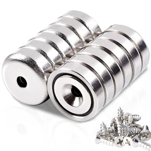 12 Stück Super Starke Neodym Magnet mit Löchern, Ring D16 mm - 12er Pack, Silber - Bild 1 von 8
