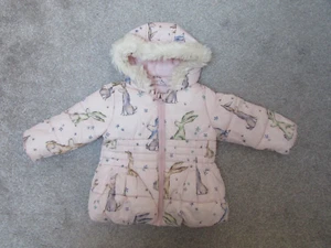 Next baby girls 9-12 months fleece lined bunny rabbit hooded coat - Good con - Picture 1 of 12