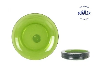 DURALEX LYS Green tempered glass DESSERT dinner plates 19.5cm box of 6 - Image 1 of 4