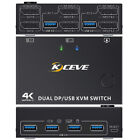 4K Dp Hdmi Kvm Switch 2 Ports Usb Dual Monitor 2 In 2 Out 2 Computer Control