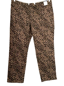 TERRA & SKY Straight Leg Leopard Print Denim Jeans Plus Sz 20W Petite - Picture 1 of 10