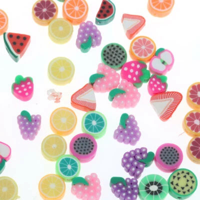 50pcs 10mm Mixed Fruit Pattern Clay Spacer Beads Charms For Jewelry Making - Image 1 of 4