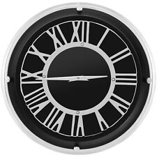 13.5" Silent Wall Clock w/ Silver Frame Silver Roman Number Glass Cover Modern