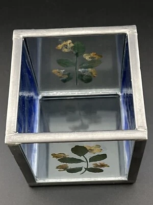 Синий витраж свинцовый металлический ящик сушеные прессованные цветы подсвечник обет - Изображение 1 из 4