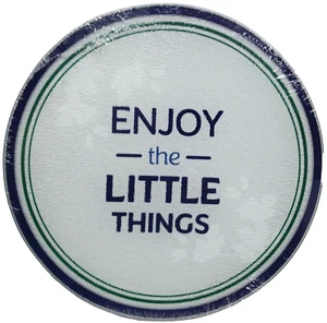 Round Glass Cutting Board/Trivet, 8" Dia., ENJOY THE LITTLE THINGS, GR - Picture 1 of 6
