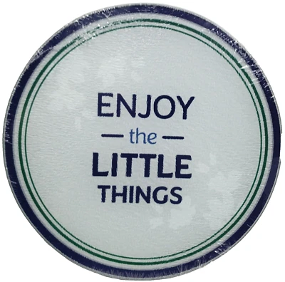Round Glass Cutting Board/Trivet, 8" Dia., ENJOY THE LITTLE THINGS, GR - Image 1 of 4