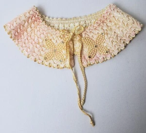 Antigua cinta rosa con cuentas de perlas con cuello de Peter Pan - Imagen 1 de 4