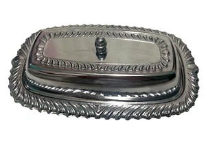 Versilberte Irvinware Butterdose mit Deckel Vintage Stil Metalloptik GUC - Bild 1 von 6
