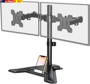 Dual Monitor Stand, Free-Standing Full Motion Monitor Desk Mount Fits 2 Screens - Picture 1 of 9