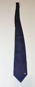 Gianni Versace Classic V2 Silk Handmade Neck Tie Dark Blue White Lines Pattern