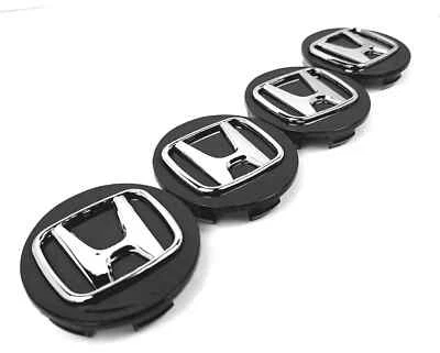 Black HONDA Set Of 4 Wheel Center Caps 69MM - Image 1 of 4