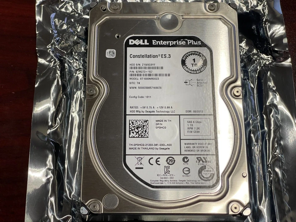 P3HC0 Dell EqualLogic 1TB 7.2K SAS 3.5" 6Gb/s HDD ST1000NM0023 9ZM273-157 Tested - Image 1 of 1