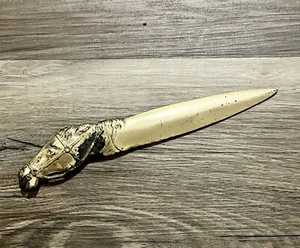 Vintage Brass Colored Horse Head Letter Opener 5 Inch Blade - Picture 1 of 5