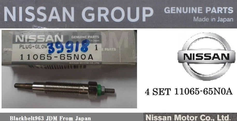 Juego de 4 bujías incandescentes originales Nissan DATSUN D22 JDM OEM 11065-65N0A Japón Foto 1 de 1