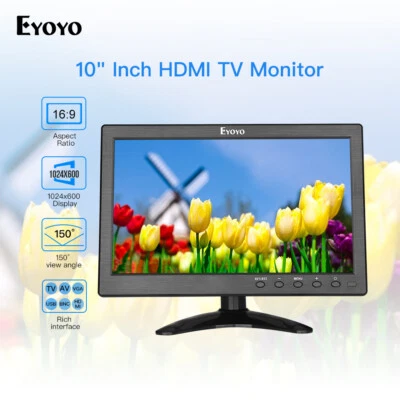 1024x600 LCD Screen 10inch Monitor 300cd/m2 with Remote TV/HDMI/VGA/AV/USB Input - Image 1 of 4