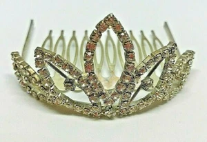 Vintage Silver Metal Bridal Diamante Rhinestones Hair Comb Slides 1980' - Picture 1 of 5