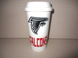 Atlanta Falcons Football Tumbler - Hard Plastic Sturdy Solid White Cup & Lid - Picture 1 of 7