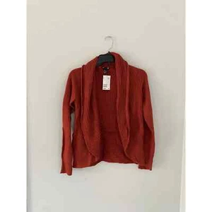 Women's H&M Basic Sz M Sweater Cardigan Long Sleeve Collared Orange/Red - Picture 1 of 6