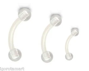 Acrylic Clear Flexible Barbell Horseshoe Curved Bar Retainer PTFE Flexi Jewelry - Picture 1 of 1