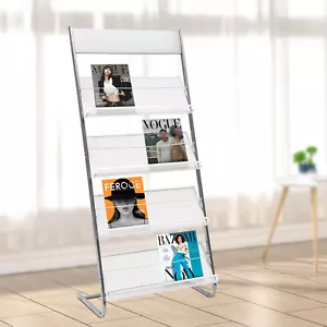 4 Tiers Newspaper Rack Magazine Stand Literature Holder Book Magazine Display - Picture 1 of 18