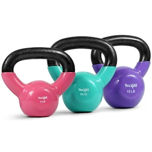 Yes4All Juego de pesas rusas recubiertas de vinilo Combo para equipo de entrenamiento de cuerpo completo... - Imagen 1 de 6