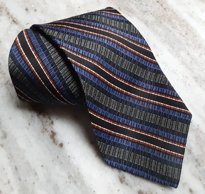 Corbata Jacquard Seda Tela Original Jhane Barnes De Colección 4" x 57" Rayas Hecha en Japón Foto 1 de 4