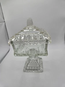 Vintage Jeannette Glass Covered Pedestal Wedding Box Candy Dish 1960's - Picture 1 of 2