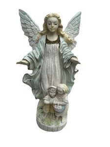 Guardian Angel Children Statue Vintage Protection Figurine Comfort Prayer Faith - Picture 1 of 16