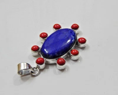 Colgante de coral lapislázuli en plata de ley 925 turquesa colgante regalo de boda Foto 1 de 4