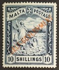 Malta 1922, "Self Government" 10s. Black Stamp Optd. Mh (SG121)