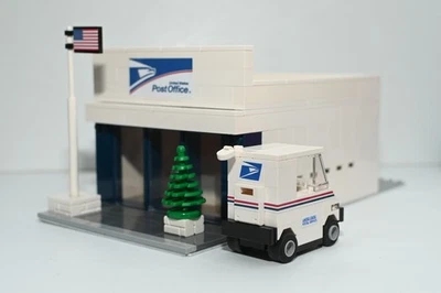 United States Post Office with mail truck Model Built with Real LEGO® Bricks - Image 1 of 4