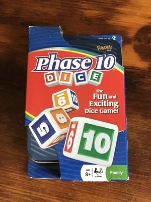 Phase 10 Dice Game 2009 Blue Tin Box Fundex Family Age 8+ New Sealed - Image 1 of 3