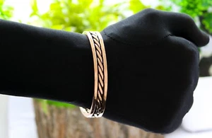 Classic Pure Copper Oxidized Heavy Handmade Cuff Bracelet Gift Approx 12mm Wide - Picture 1 of 6