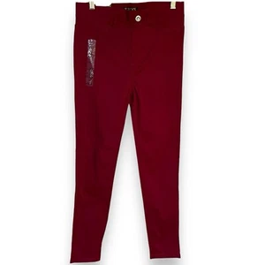 Kroix Straight Leg Pants Girls L/XL Burgundy Pull In Casual Academia Stretch NEW - Picture 1 of 11