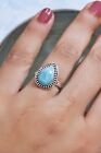 925 Sterling Silver Handmade Women Jewelry, Statement Larimar Ring, Gift For Her