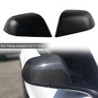Rearview Mirror Cover Cap Carbon Fiber Look Clip-on For Tesla Model 3 17-20 ABS