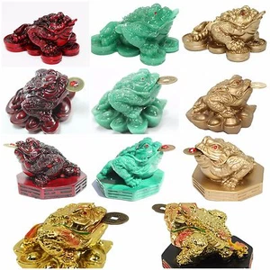 Decoración del hogar Dinero Rana Sapo Feng Shui Estatuas Fortuna Estatuilla Regalo Vendedor de EE. UU. - Imagen 1 de 32