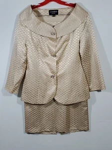 Traje Falda Terramina Oro Embellecido Botones Estrás 2 piezas Talla 10 Formal Pascua - Imagen 1 de 13