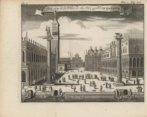 Plaza de San Marcos Venecia Renacimiento San Marcos grabado en cobre original - Imagen 1 de 2