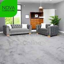 Newport 3 2 Seater Luxury Sofa Set Velvet Modern Design Black Grey Cream