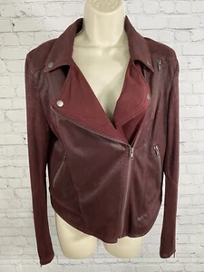 William Rast Burgundy Wilde Moto Jacket Collared Zip Up M - Picture 1 of 10