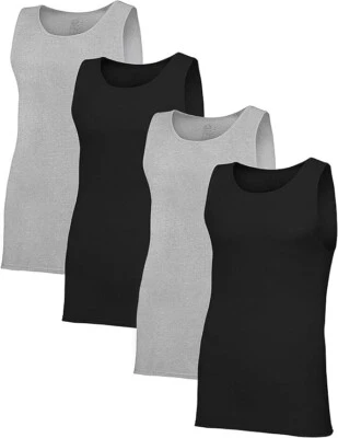 Fruit of the Loom Men's Ribbed Assorted Tank Tops A-Shirts 4-Pack Small to 3X - Image 1 of 4