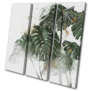 Botanical Painting Leaf Leaves Floral TREBLE CANVAS WALL ART Picture Print - Picture 1 of 1