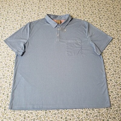 Scandia Woods S/S Polo Shirt Adult 2XL Blue White Geometric Pattern Mens NWOT - Image 1 of 4