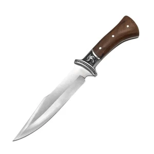 12 in Full Tang Hunting Knife Tiger Engraved Guard, Wood Handle, 6.5" Blade - Picture 1 of 3
