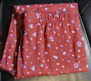 NOBO/NO BOUNDARIES JUNIOR L (11-13) MAROON WITH FLOWERS ANKLE LEGGINGS NWT - Picture 1 of 3