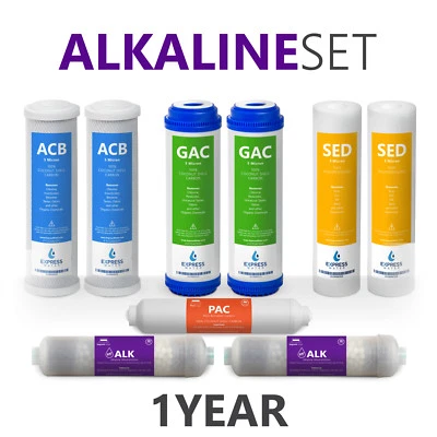 Express Water 1 Year Alkaline System Replacement Filter Set With 9 Total Filters - Image 1 of 4