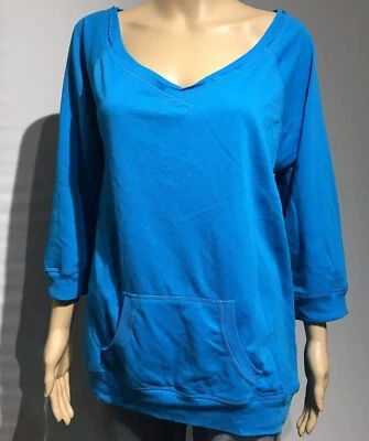 LEI Junior/ Women’s Cotton Blend Blue Top Shirt 3/4 Sleeves Size  XXL - Image 1 of 4