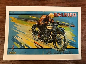Vintage 1930 Raleigh TT Racer Motorcycle Advertisement Reproduction Postcard - Imagen 1 de 4