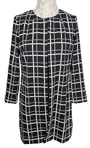 Neu Alfani Damen Staubtuch kariert schwarz weiß und grau Kleid Mantel Größe Small - Bild 1 von 7